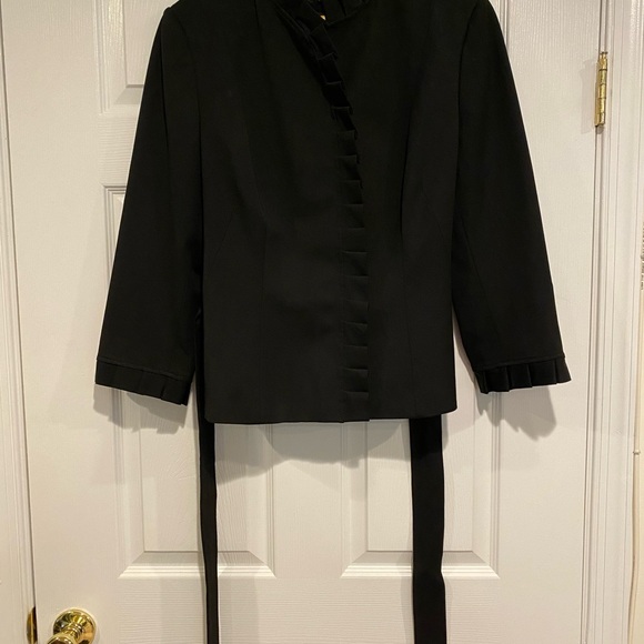 Tahari Women's Black Blazer with Ruffle Trim - Picture 1 of 3